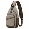 Zaino monospalla 20 x 10 x 35 cm in tessuto grigio tortora con tasche zip - stile urbano