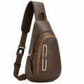 Borsa a tracolla 18 x 8 x 32 cm in pelle sintetica marrone con tasche con zip per uso quotidiano