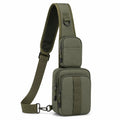 Borsa a tracolla 18 x 8 x 30 cm in tessuto sintetico verde oliva con tasche multiple