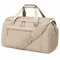 Borsone da viaggio 50 x 25 x 30 cm in similpelle beige con tracolla regolabile e tasche esterne