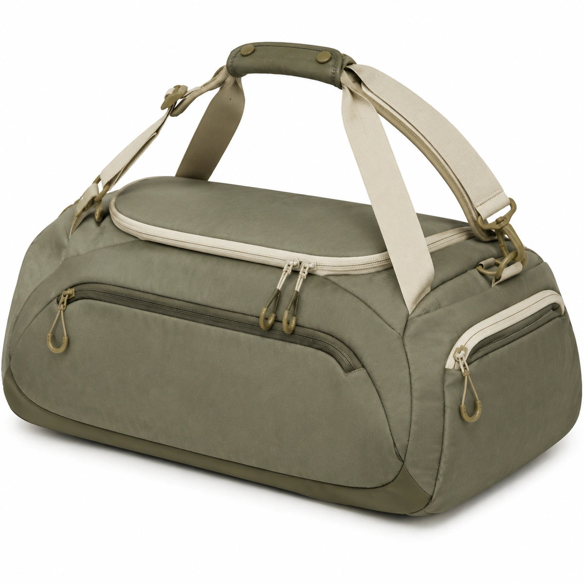 Borsone da viaggio 50 cm in tessuto sintetico verde oliva con tasche e tracolla