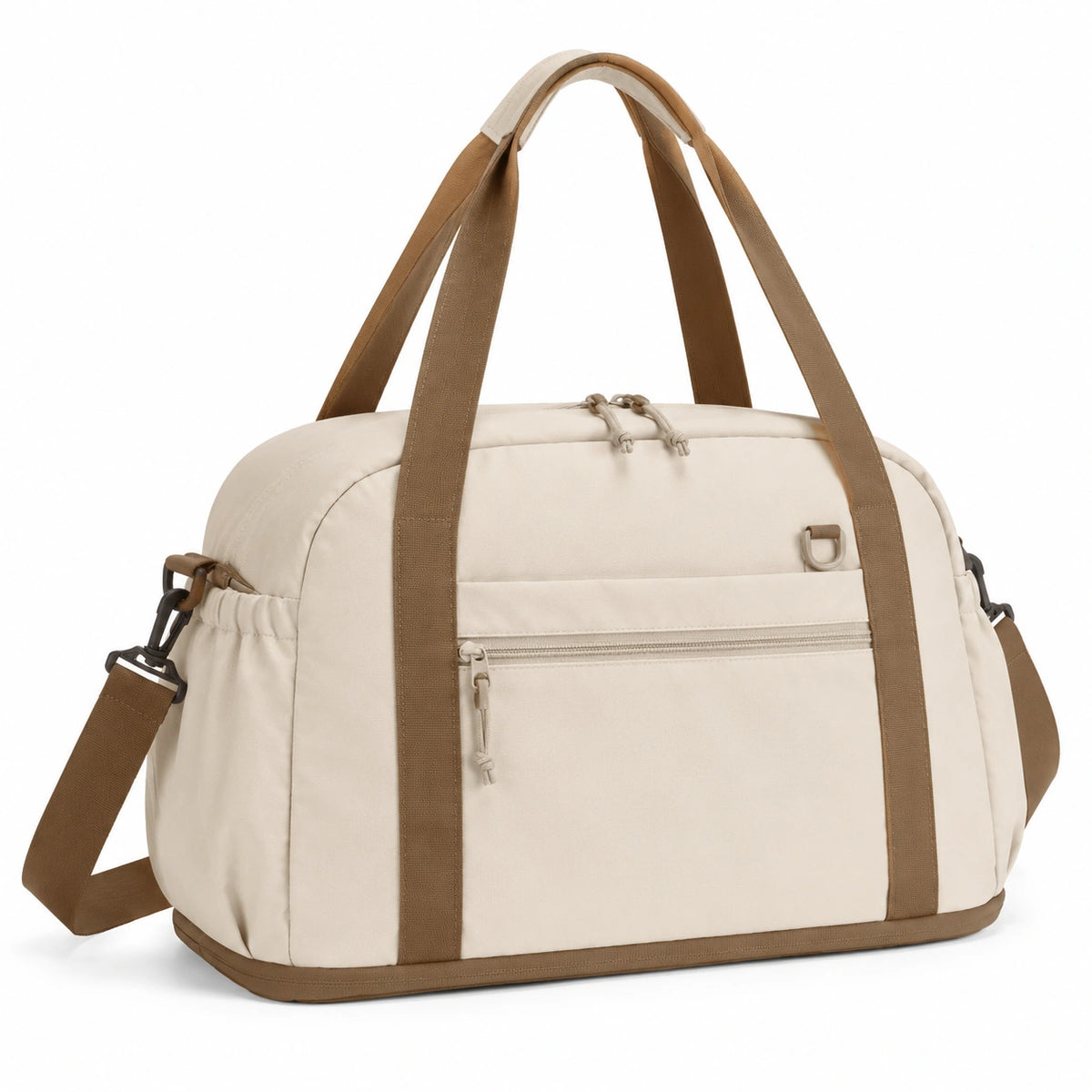 Borsa da viaggio 45 x 22 x 30 cm in tessuto beige e marrone con tracolla