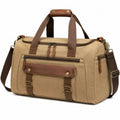 Borsone da viaggio 50 cm in tela beige e marrone con tracolla e tasche