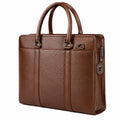 Borsa portadocumenti 40 x 8 x 30 cm in similpelle marrone con doppio manico e cerniera