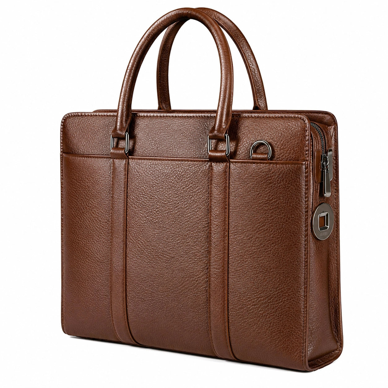 Borsa portadocumenti 40 x 8 x 30 cm in similpelle marrone con doppio manico e cerniera