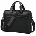 Borsa portadocumenti 42 x 30 x 10 cm in tessuto e similpelle nera per laptop con tracolla