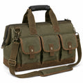 Borsa da viaggio 45 x 25 x 30 cm in tela verde oliva e marrone con tracolla regolabile