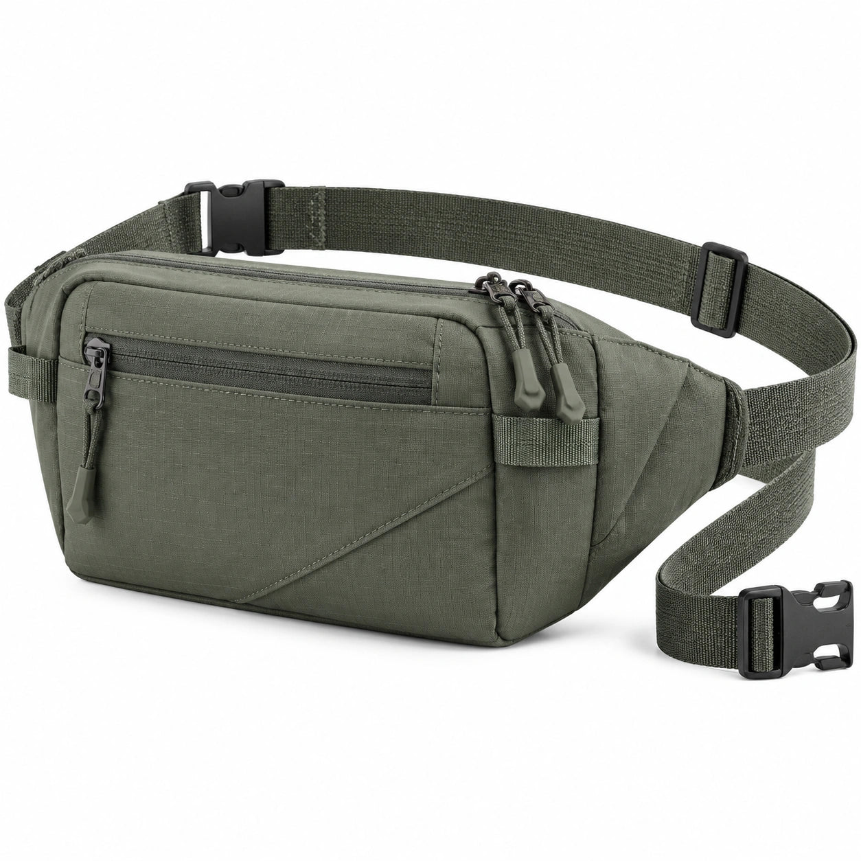 Marsupio 30 x 15 x 8 cm in tessuto sintetico verde oliva con cintura regolabile e tasche multiple