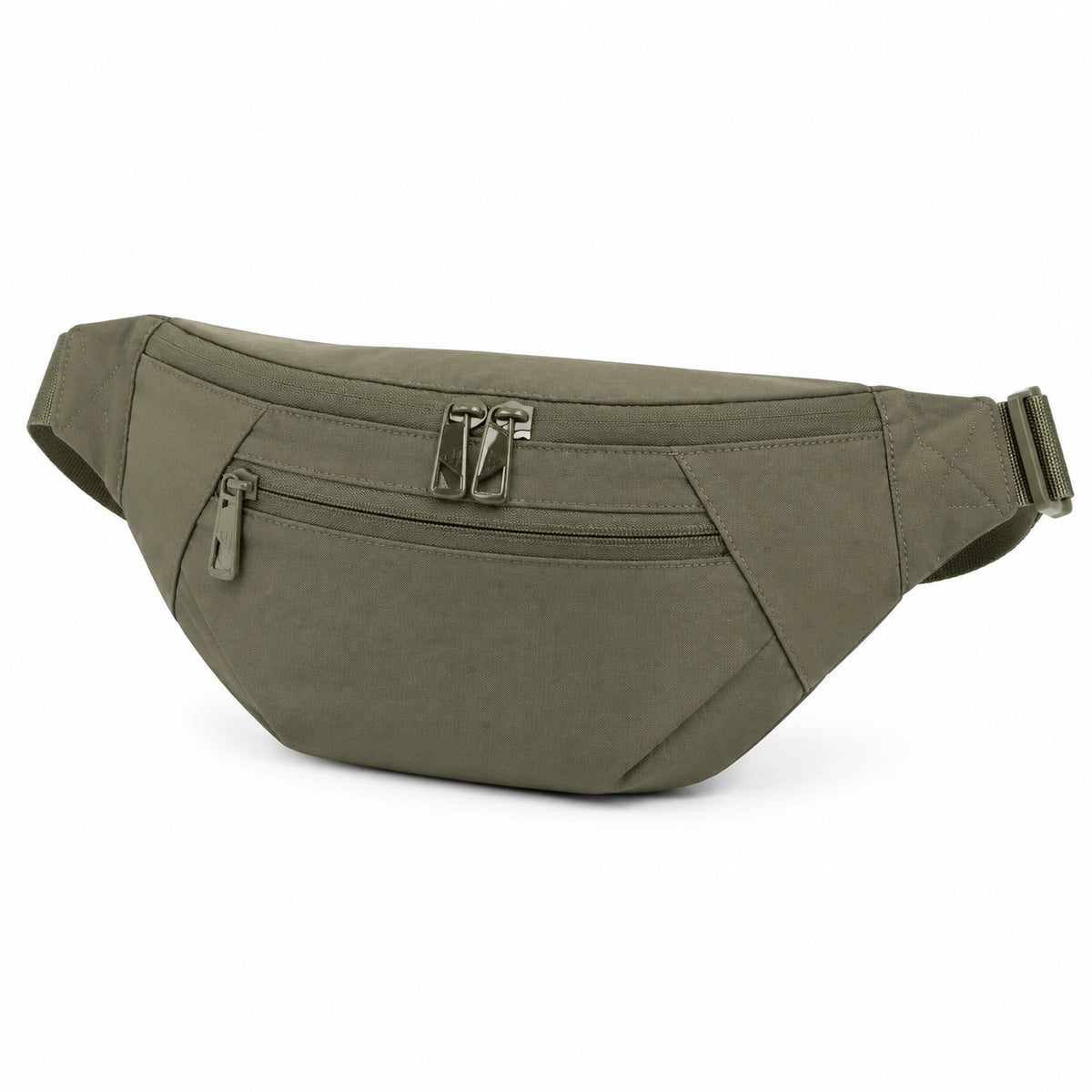 Marsupio taglia unica in tessuto sintetico verde oliva - regolabile con tasche con zip