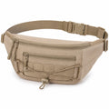 Marsupio 32 cm in tessuto beige con tasche zip stile tattico