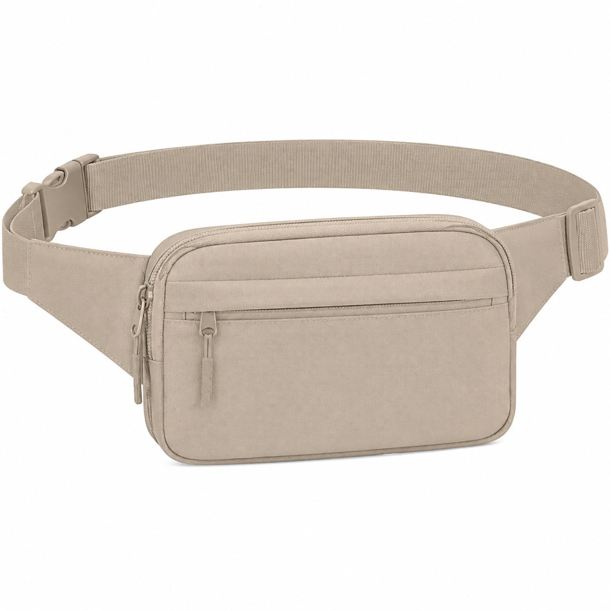 Marsupio 30 x 15 x 7 cm in tessuto beige con tasche zip per uso quotidiano