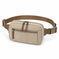Marsupio 24 x 7 x 15 cm in tessuto beige con cintura regolabile e tasche zip casual