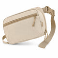 Marsupio 30 x 15 x 8 cm in tessuto beige con cintura regolabile e tasche con zip