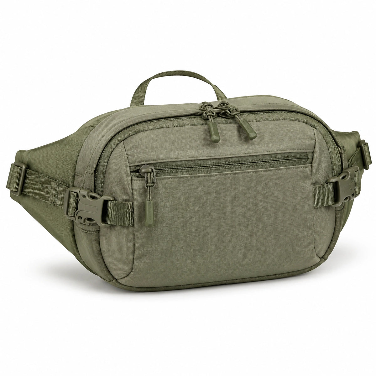 Marsupio 30 x 10 x 18 cm in tessuto sintetico verde oliva - borsa a vita con tasche con zip