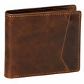 Portafoglio bifold 12 x 9 x 2 cm in pelle marrone con tasca esterna