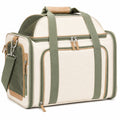 Trasportino per animali 45 x 28 x 30 cm in tessuto beige e rete verde oliva - borsa da viaggio con tracolla